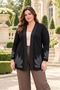 Women's Classic Cut Leather Detailed Sequin Detailed Plus Size Stylish Cardigan