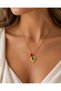 316 L Stainless Steel Mini Baroque Pearl Heart Necklace |   Gold Steel Necklace |   Heart Necklace - 2