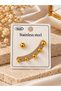 Steel Gold Ball Earring Set |   Ball Ball Earring Set |   Stainless Steel Anti-Tarnish Earring Set - 4