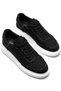 Zrj018 Men's Casual Lace-Up Denim Fabric Sports Sneaker - Black and White