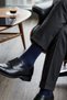 3-Piece Navy Blue Men's Business Bamboo Seamless Flexible Double Layer Winter Socks - Premium - 5