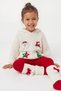 Girl's 3-Piece Christmas Knitwear Set Hooded Sweater Leggings Red Ecru Set