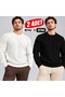 White and Black [2 Pieces] Comfortable Fit Ribbed Crew Neck Men's Knitwear Sweater