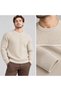Beige Comfortable Ribbed Crew Neck Men's Knitwear Sweater