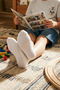 5-Piece White Children's Cotton Seamless Flexible Bootie Socks - Premium - 5