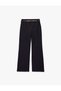 Straight Wide-Leg Striped Fabric Trousers with Pockets and Belt - 3