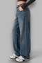 Women's Back Buckle Detailed Loose Fit Wide Leg Comfortable Baggy Jean Denim Loose Trousers - 2