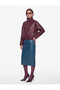 Normal Waist Slit Faux Leather Midi Pencil Skirt - 3