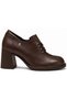 Kalamos Genuine Leather Comfort Orthopedic Women's Classic Heeled Shoes Brown - 2