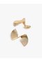 Large Size Textured Steel Abstract Earrings - 2