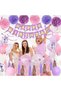 Purple Pink Birthday Party Decorations Set, Happy Birthday Banner & Balloons for Women Girls - 3