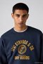 Loose-Cut Graphic Crew Neck Sweatshirt in Navy Blue 005Pk-0013 - 2