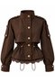 Premium Brown Trench Coat with Lace Detail on the Back and Gathered Waist - 5
