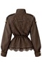 Premium Brown Trench Coat with Lace Detail on the Back and Gathered Waist - 4