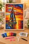 Diamond Painting Puzzle Kit, Sailboat in Sunset 21X25 cm Mosaic