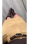 Beige premium belted suede mini skirt - 3