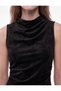 Drapeli Slim Fit Sleeveless Bodycon High Neck Suede Look Mini Dress - 3