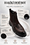 Genuine Leather Men's Boot Shoes with Zipper and Laces - 8
