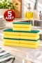 Pack of 5 💛   Corrugated Economical Nail-Protected Dish Sponge 💛   Yellow Sponge 💛