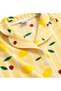 Girl's Cotton Milan Fabric Yellow Lemon Strawberry Patterned Shirt Collar White Piping Short Sleeve Pajama Set - 3