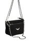 Black suede bag with 2 chain straps, 2 bag wing detailed shoulder hand and arm bag - 5