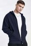 Men's navy blue hooded zip-up cardigan with three-thread fleece kangaroo pocket - oversized fit - 2