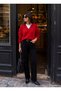 Women's V-Neck Soft Textured Knitwear Sweater Red 27W3055 - 2