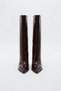 Women's Brown Snap-On Boots - 4