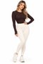 Brown Women's Crew Neck Finger-Loop Long Sleeve Body/Blouse - 4