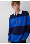 M0S20218 Logo Printed Surf the We Collar Detailed Men's Sweatshirt Dark Blue
