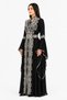 Women's Long Caftan with Embroidery and Shiny Stone Work and Butterfly Sleeves - 2