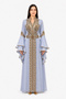 Women's Long Caftan with Hand Embellishments and Shiny Stones Work Butterfly Sleeves
