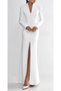 V-Neck Deep Slit Padded Button Detailed Premium Maxi Long Dress - 4