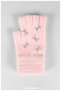 Women's Crystal Stone Bowknot Knitwear Cut-Out Finger Gloves - 3