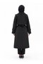 Women's Black Buttoned Front Belted Lined Bolero Trench Coat - 3
