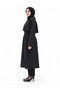 Women's Black Buttoned Front Belted Lined Bolero Trench Coat - 4