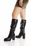 Zarelle Black Drawstring Thick Platform Heeled Women's Below the Knee Boots - 4