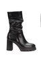 Varelle Black Drawstring Thick Platform Heeled Women's Boots - 5