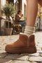 26522 Tan Fur Lined Short Cold-Resistant Suede Women's Boots & Booties - 5