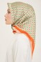 Green - Brown Geometric Pattern Sura Silk Scarf 9151 - 34 - 3