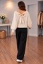 Ecru V-Neck Knit Sweater with Bow Detail on the Back - 2