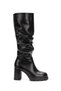 Zarelle Black Drawstring Thick Platform Heeled Women's Below the Knee Boots - 2