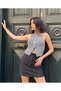 Women's Gray Bouclé Yarn Knitwear Vest 26036 - 5