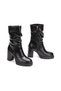 Varelle Black Drawstring Thick Platform Heeled Women's Boots - 4