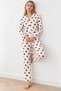 Women's Ladybug Shirt Collar White Pajama Set 4827 - 2