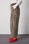 Women's Leopard Pattern Gabardine Fabric Elastic Waist Loose Cut Trousers 32109 - 5