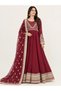 Deep Maroon & Gold Embroidered Anarkali Gown - FFT9927 | Deep Maroon & Gold-Size:3XL-46-Inches