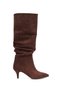 Elyra Gathered Suede Brown Women's Heeled Boots - 3