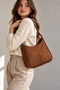 Lina Model Tan Suede Women's Shoulder Bag