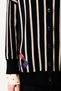 Women's Black Striped Loose Fit Polo Collar Cardigan - 6